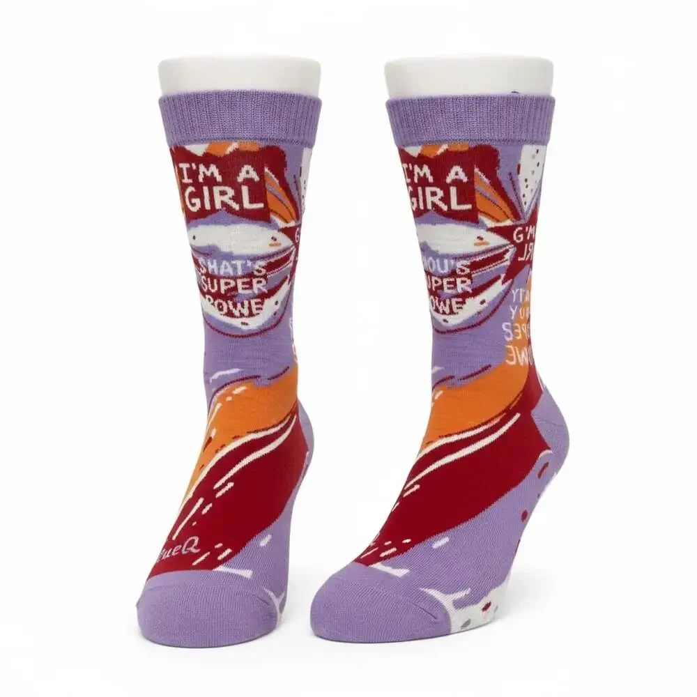 Blue Q I'm A Girl, What's Your‎ Superpower Women's Crew Socks